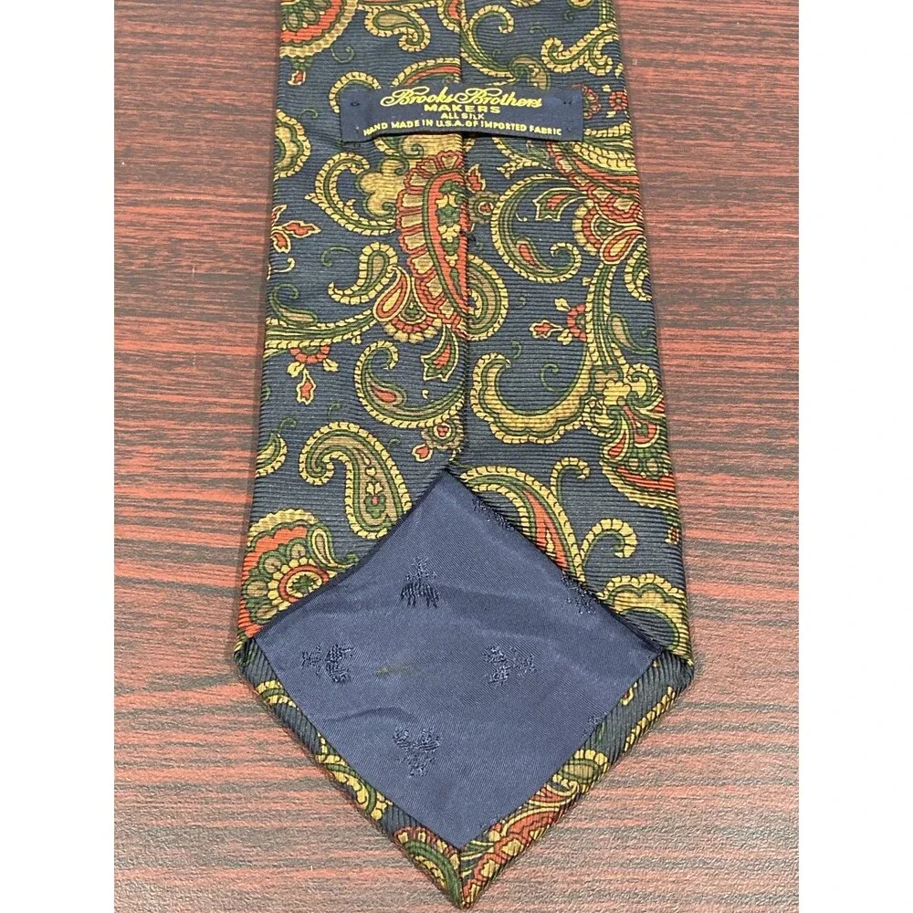 Brooks Brothers Makers Tie Mens One Size Blue Paisley Silk Woven Classic USA